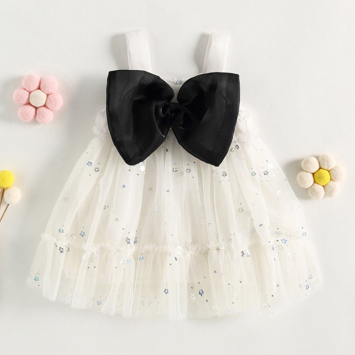 Vestido Infantil Tul Encaje y Flores