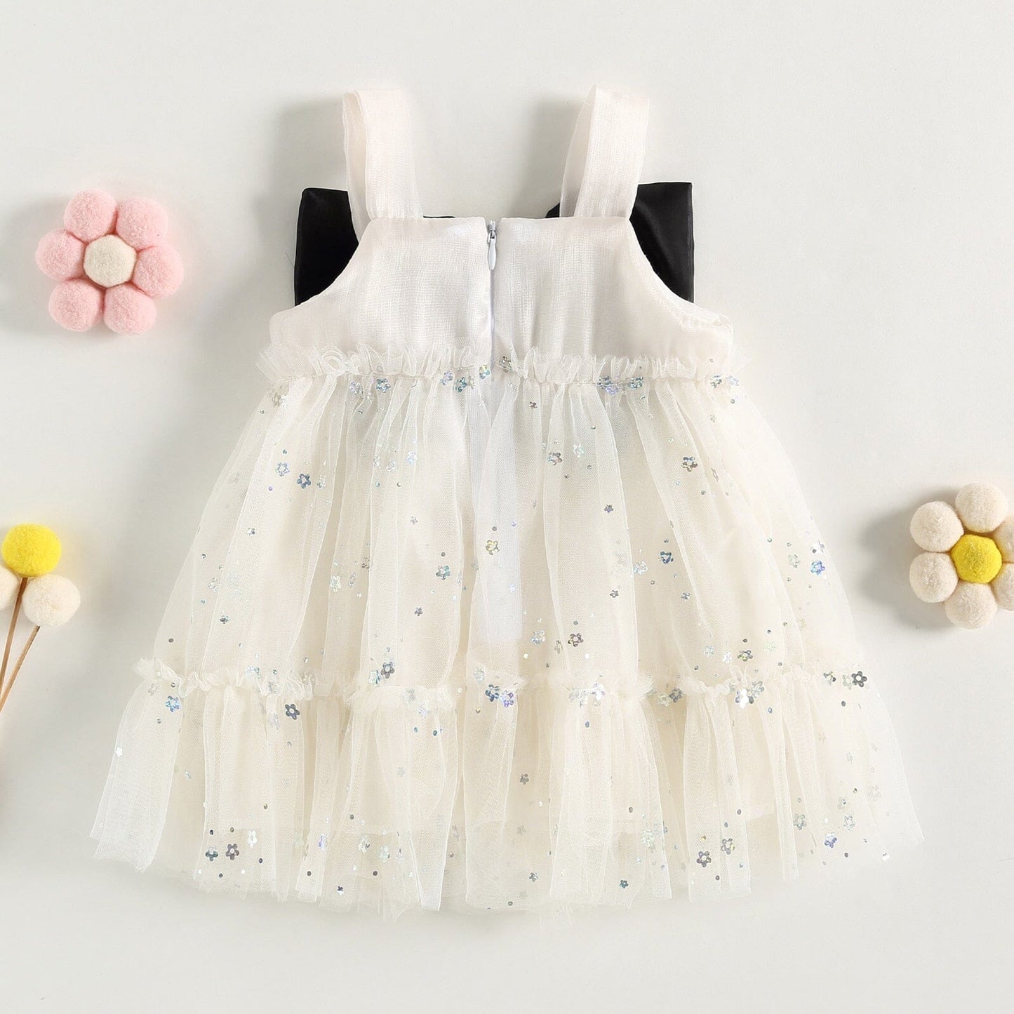 Vestido Infantil Tul Encaje y Flores