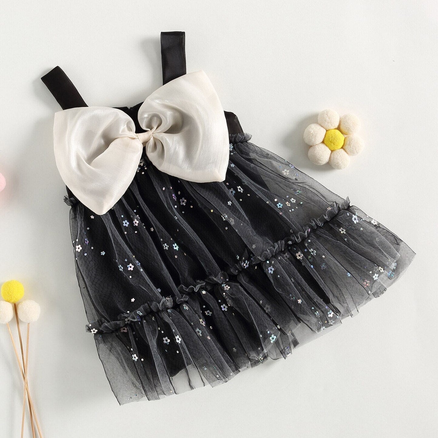 Vestido Infantil Tul Encaje y Flores