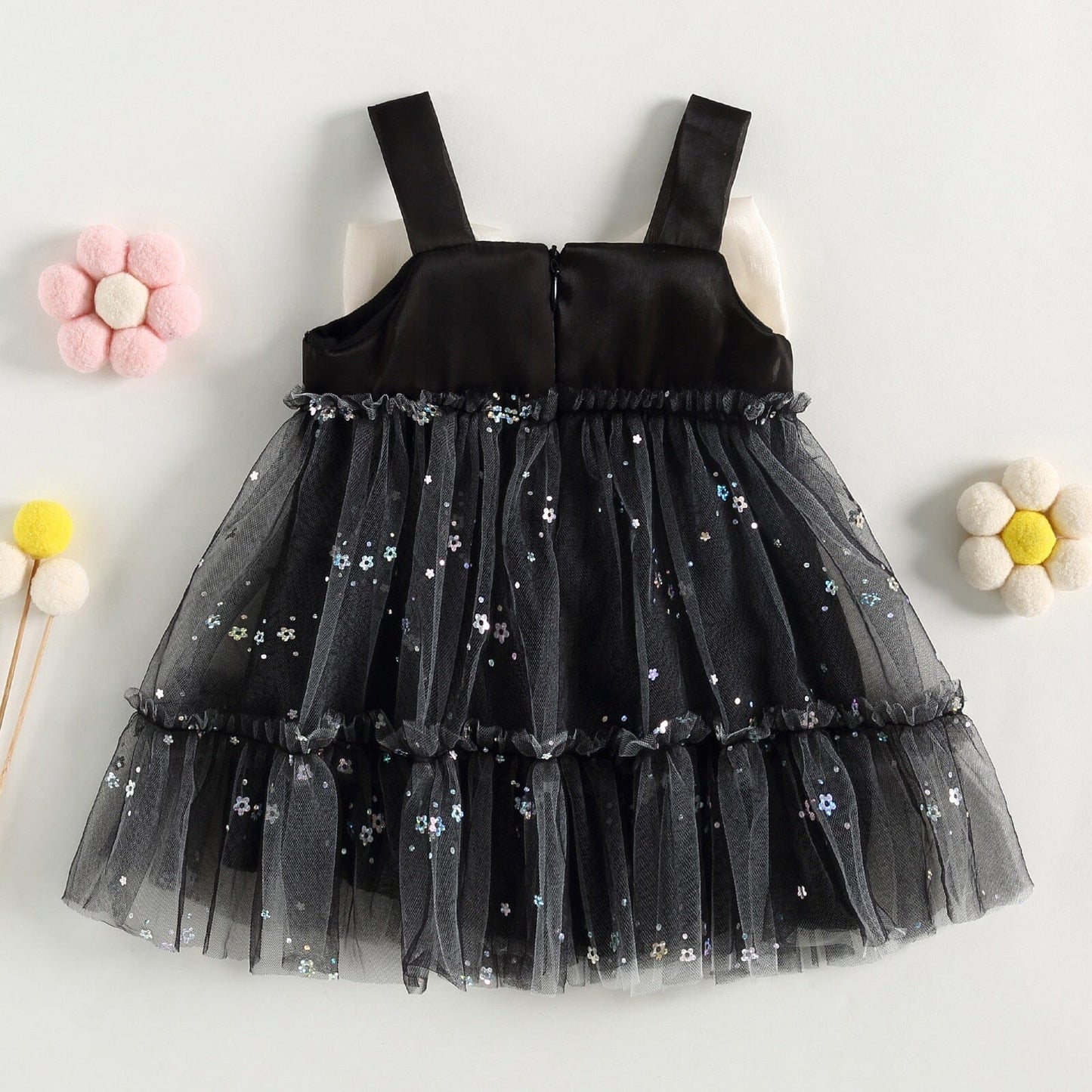 Vestido Infantil Tul Encaje y Flores