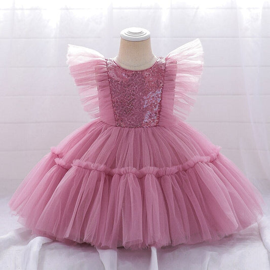 Vestido Infantil Tul Lentejuelas