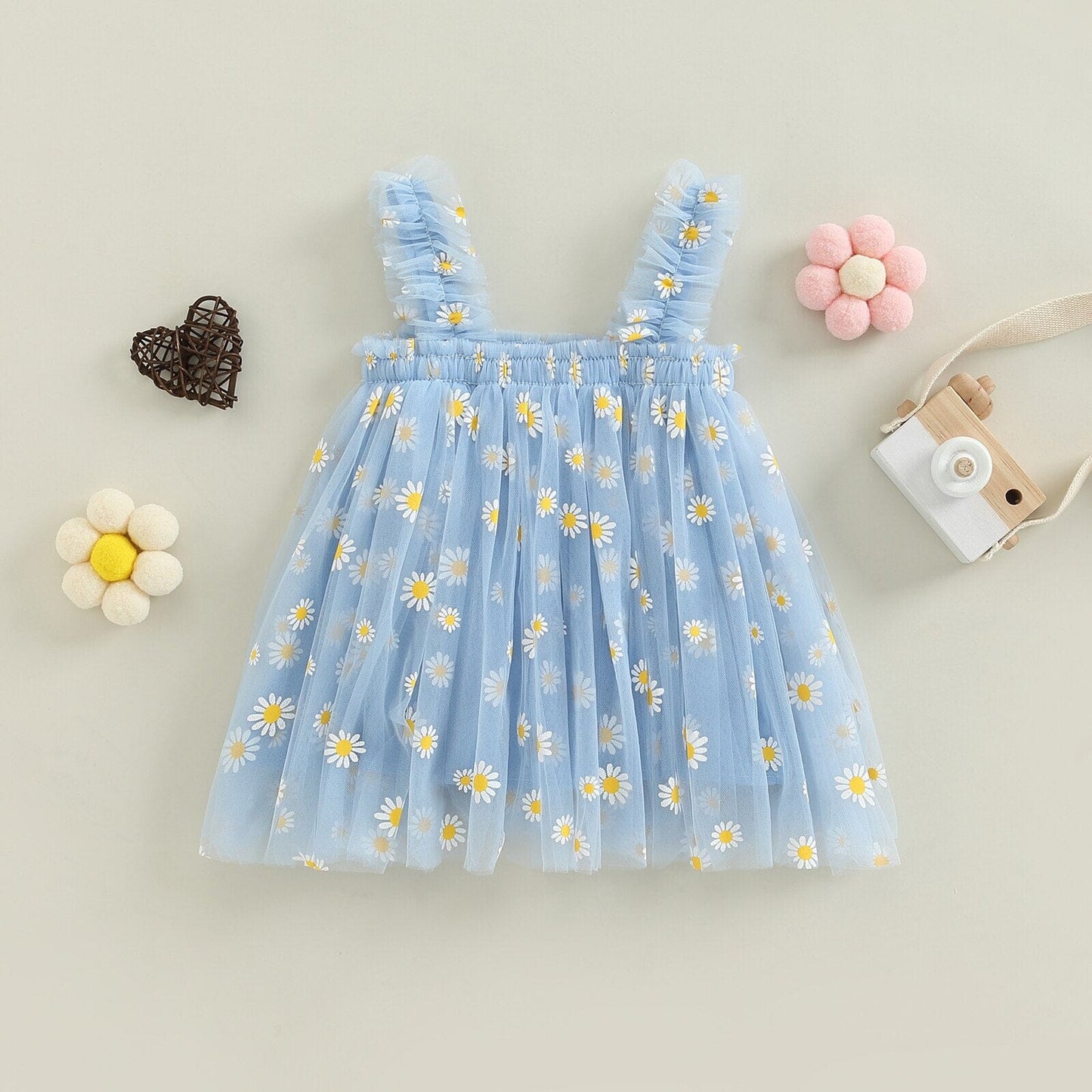 Vestido Infantil Tul Margaritas