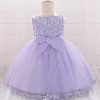 Vestido de fiesta infantil con encaje de flores
