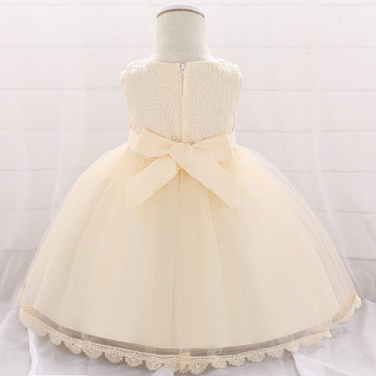 Vestido de fiesta infantil con encaje de flores