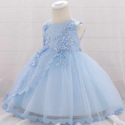 Vestido de fiesta infantil con encaje de flores