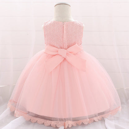Vestido de fiesta infantil con encaje de flores
