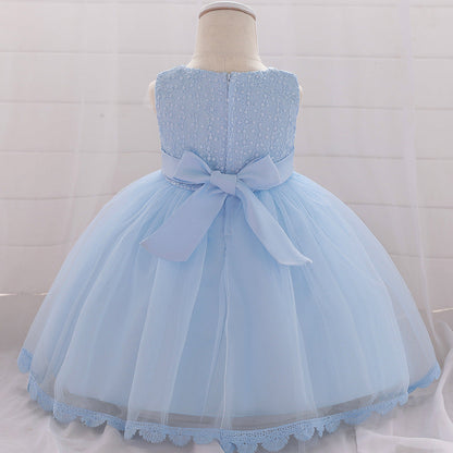 Vestido de fiesta infantil con encaje de flores