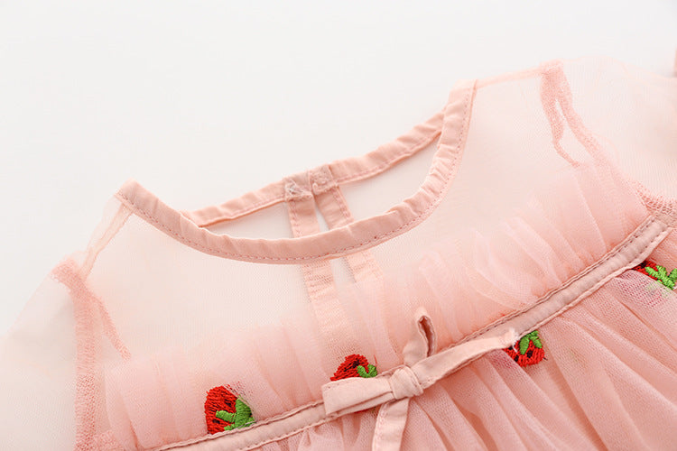 Vestido Infantil Tul Fresas