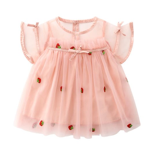 Vestido Infantil Tul Fresas