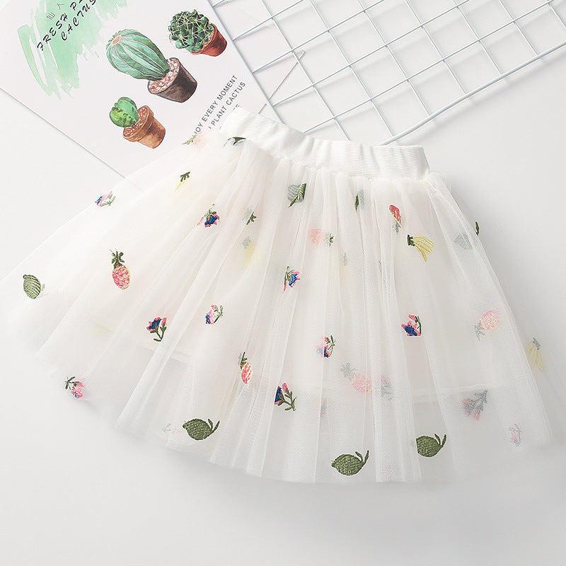 Falda Infantil De Tul Frutas