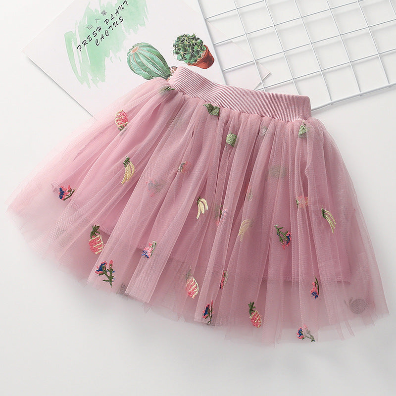 Falda Infantil De Tul Frutas