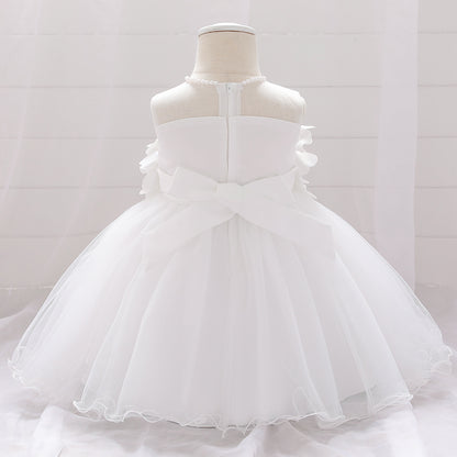 Vestido de Fiesta Infantil Flores y Perlas