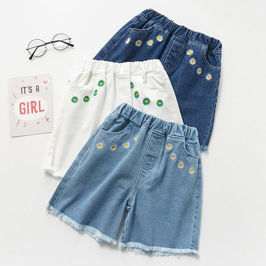 Pantalones cortos para niños Jeans Florzinhas