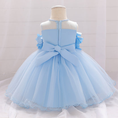 Vestido de Fiesta Infantil Flores y Perlas