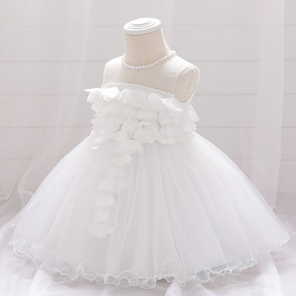 Vestido de Fiesta Infantil Flores y Perlas