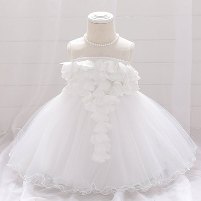Vestido de Fiesta Infantil Flores y Perlas