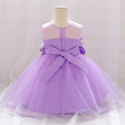 Vestido de Fiesta Infantil Flores y Perlas