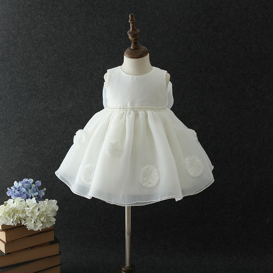 Vestido de fiesta infantil con encaje de perlas
