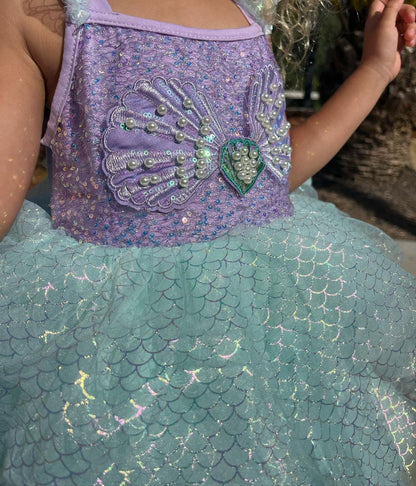 Vestido Infantil de Princesa Sirena Brillante