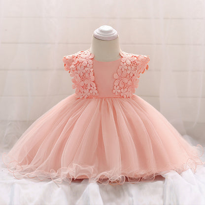 Vestido Infantil Flores Bordadas
