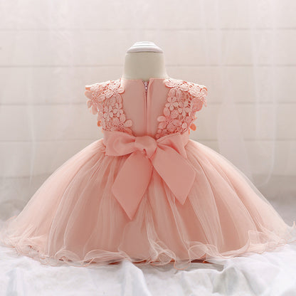 Vestido Infantil Flores Bordadas