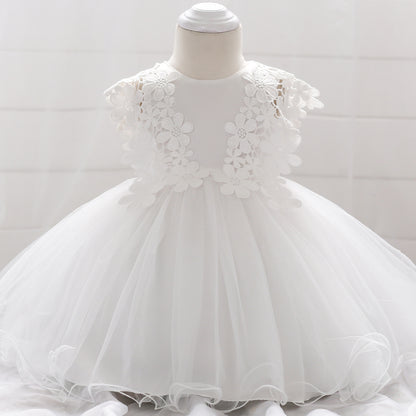 Vestido Infantil Flores Bordadas