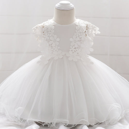 Vestido Infantil Flores Bordadas