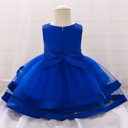Vestido de Fiesta Infantil Tul Lazo y Perlas