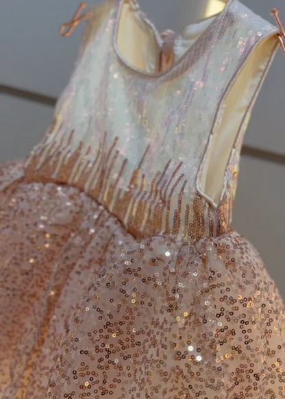 Vestido Infantil de Princesa Brillante con Lazo
