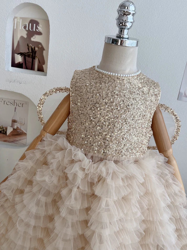 Vestido Infantil Brillante con Alas