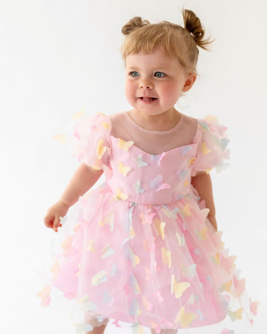 Vestido de Tul con Mariposas de Colores