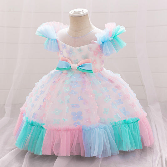 Vestido de Fiesta Infantil Flores de Colores