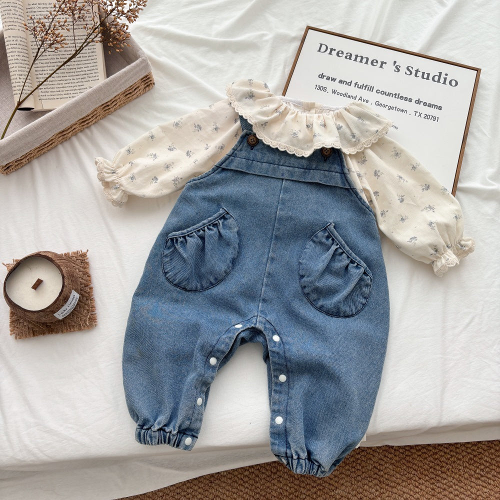 Conjunto de Flores y Jeans para Niña