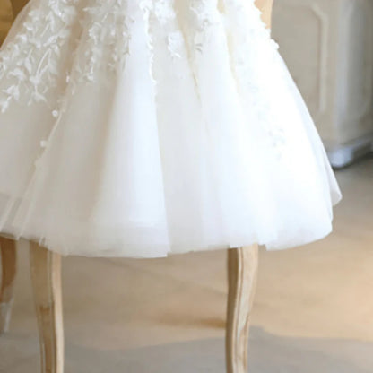 Vestido Infantil Blanco de Flores con Tul