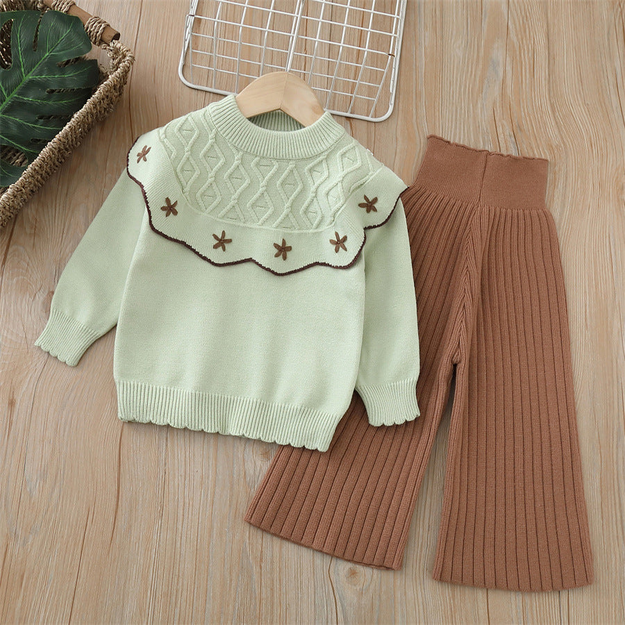 Conjunto de punto de estrella y pantalón para niños
