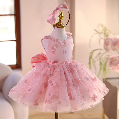 Vestido infantil de tul con florecitas