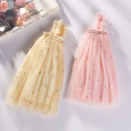 Vestido Infantil De Flores De Tul