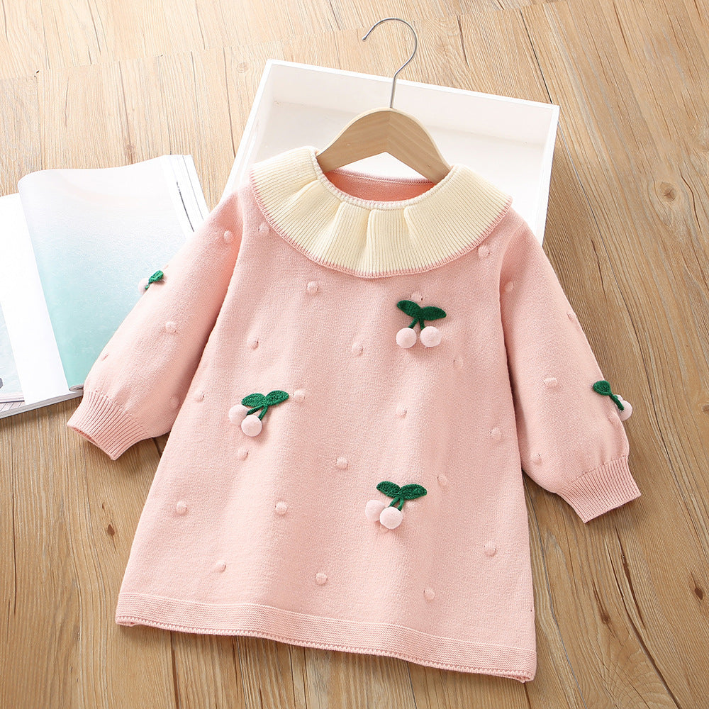 Vestido Infantil de Invierno Cerezas