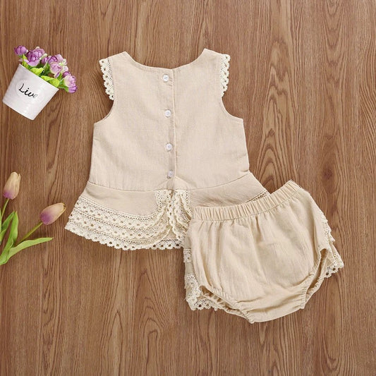 Conjunto Infantil de Encaje de Verano para Mujer