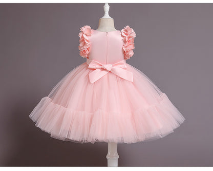 Vestido de fiesta de tul con mangas abullonadas