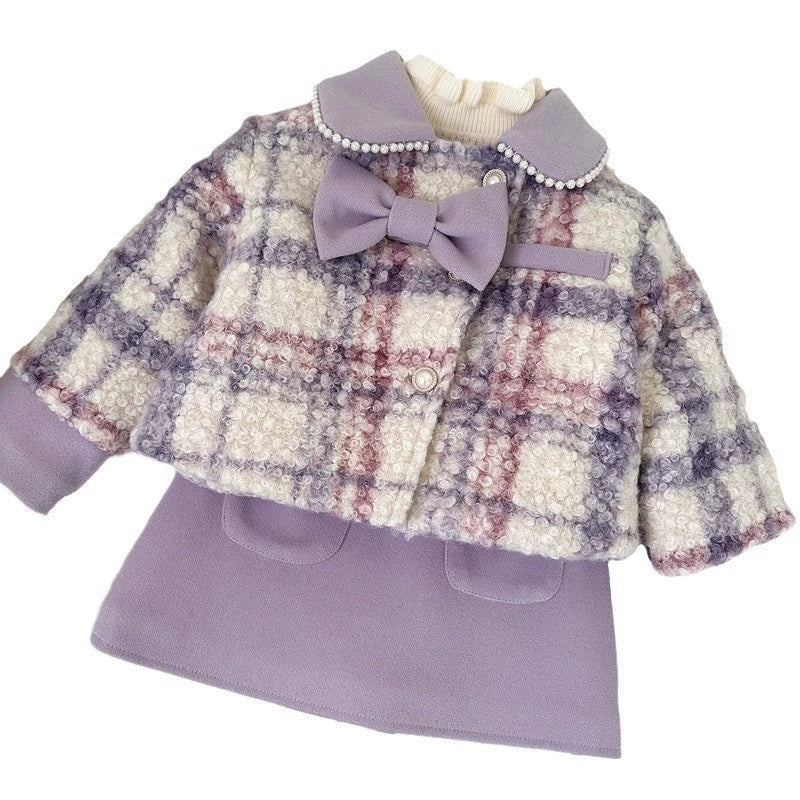 Conjunto de invierno para niña con perlas