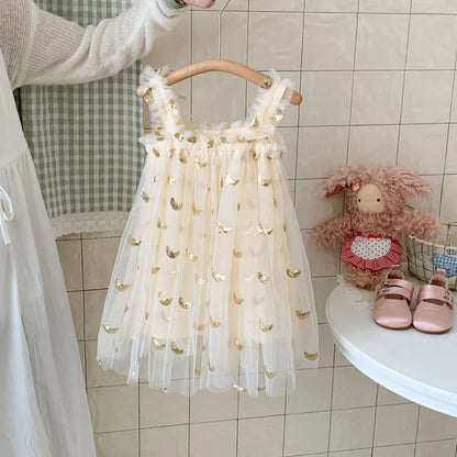 Vestido Infantil de Tul de Estrellas