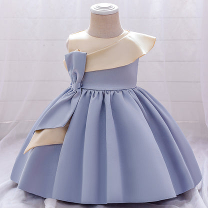 Vestido de fiesta infantil con lazo de raso