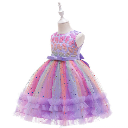 Vestido de fiesta de estrellas de tul de colores