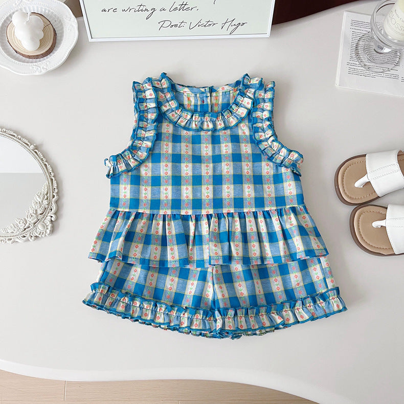 Conjunto de Niña con Flores Azules