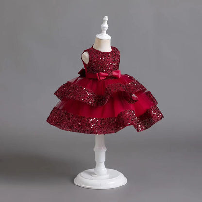 Vestido De Fiesta Infantil Brillante Lacinho