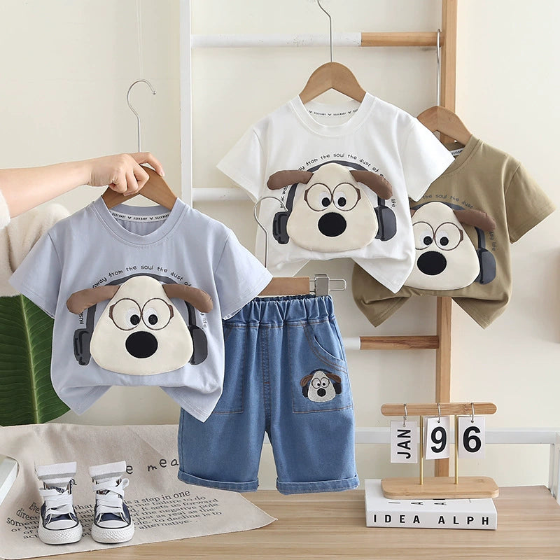 Conjunto infantil con perrito y vaqueros