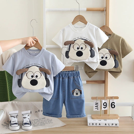 Conjunto infantil con perrito y vaqueros