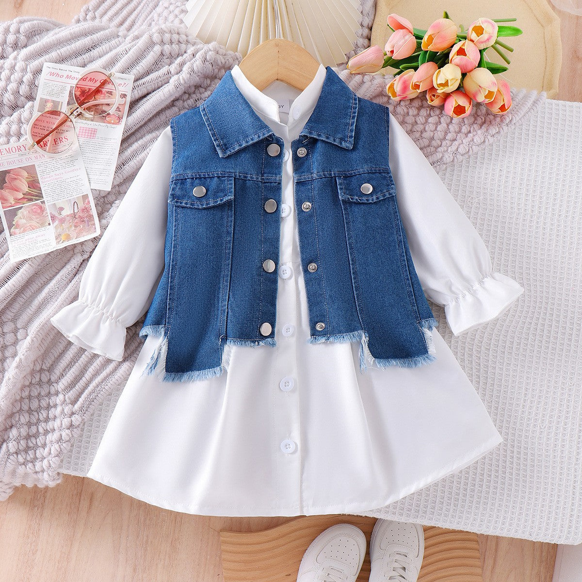 Vestido de niña + chaqueta vaquera