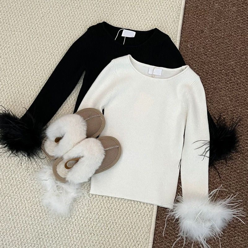 Blusa de Niña con Mangas Peludas